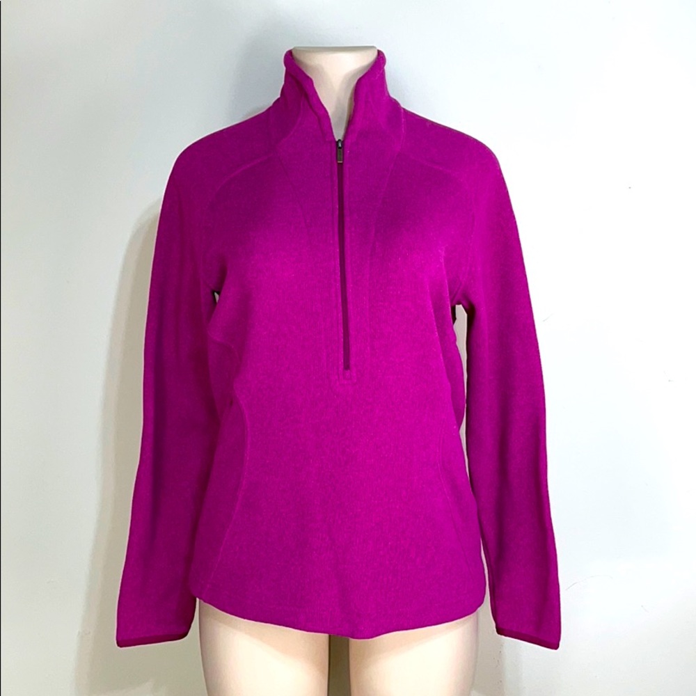 Landsend Fuchsia Fleece Zip Up Pullover Sweater